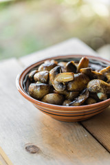 Sliced fried mushrooms