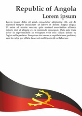 Flag of Angola, Republic of Angola. Template for award design, an official document with the flag of Angola. Bright, colorful vector illustration.
