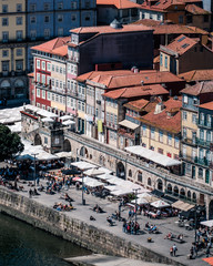 Fototapeta na wymiar View of Old Porto Oporto city and Ribeira over Douro river from Vila Nova de Gaia, Portugal