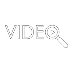 Logotipo lineal texto VIDEO con lupa y triángulo en color negro