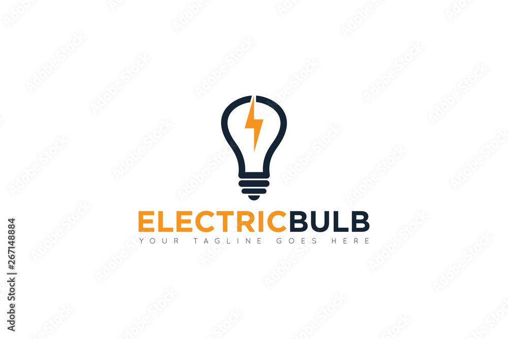 Sticker electric bulb logo and icon vector illustration design template