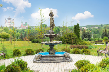 Beautiful fountain multi-tiered in the park , Kyiv Ukraine
