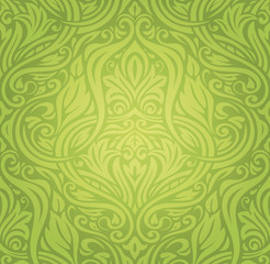 Green Floral vintage wallpaper design background