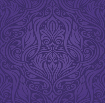 Purple Floral  vintage seamless pattern background holiday wallpaper 