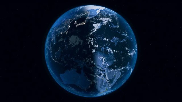 Planet Earth overall view from space, with stars on background. Perfect seamless loop footage. Some elements of this image furnished by NASA
