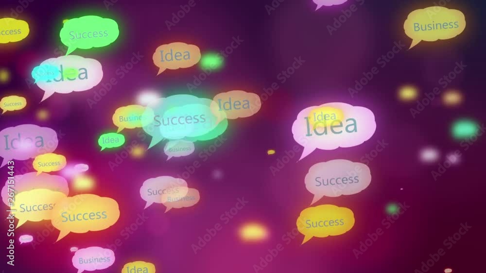 Poster idea sharing animated word cloud, text design animation.
