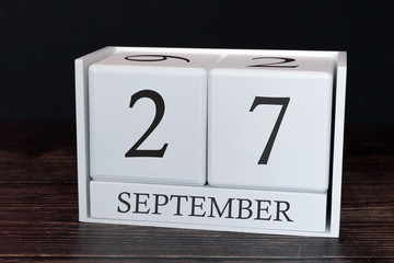 Business calendar for September, 27th day of the month. Planner organizer date or events schedule...