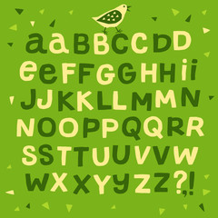 Hand drawn childish style vector font