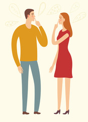Man and woman keeping secrets