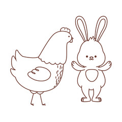 Happy  farm animals outline