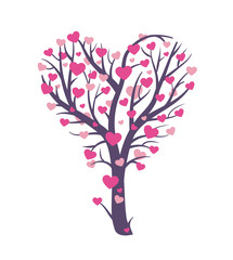 Vector trees elements for forest flat cartoons love heart Valentine's Day