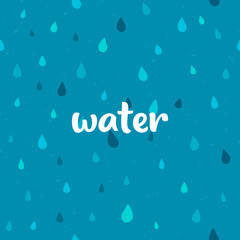 Square blue pattern with graphic elements and inscription Water. 