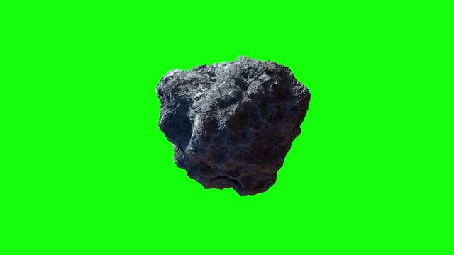 asteroid meteorite revolves close-up render 3D on green background
