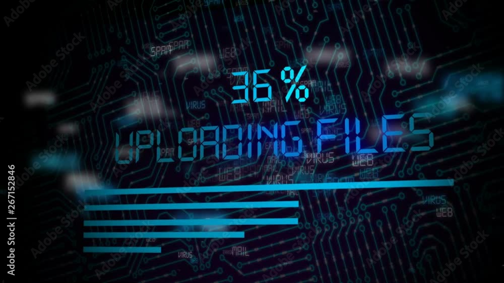 Poster loading bar, black background and blue text.loading bar, black background and blue text.futuristic b