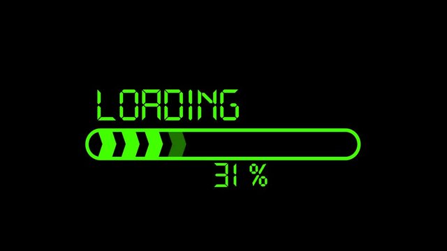 loading futuristic circle ring orb bar animation on black screen. Loading download 0-100% animation with optional luma matte. Alpha Luma Matte