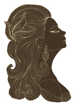 profile woman gold hair elegant style clip art preview