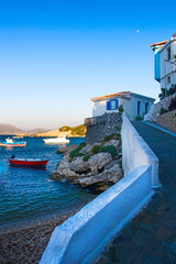 Samos island Greece. Blue sky background.