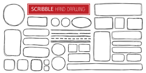 Hand drawn scribble symbols isolated on white 