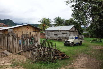 Old vehicle on a farm backyard in Rurrenabaque, Bolivia