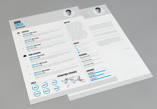 Resume and Cover Letter Layout with Blue Accents