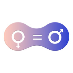 Gender equality icon. Gender isolated symbols on white background. Symbol of equality, collaboration, connection, relationship of man and woman . Flat style vector illustration