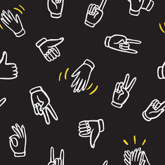 Seamless pattern with hands showing different signs