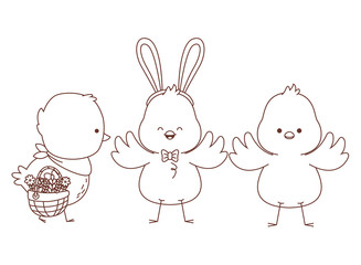 Happy  farm animals outline