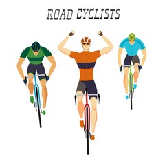 Fast racing cyclists set