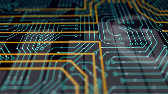 Technological background with changing symbols of binary code from digits 1 and 0. Symbol of money with glowing glass surface. Seamless loop.