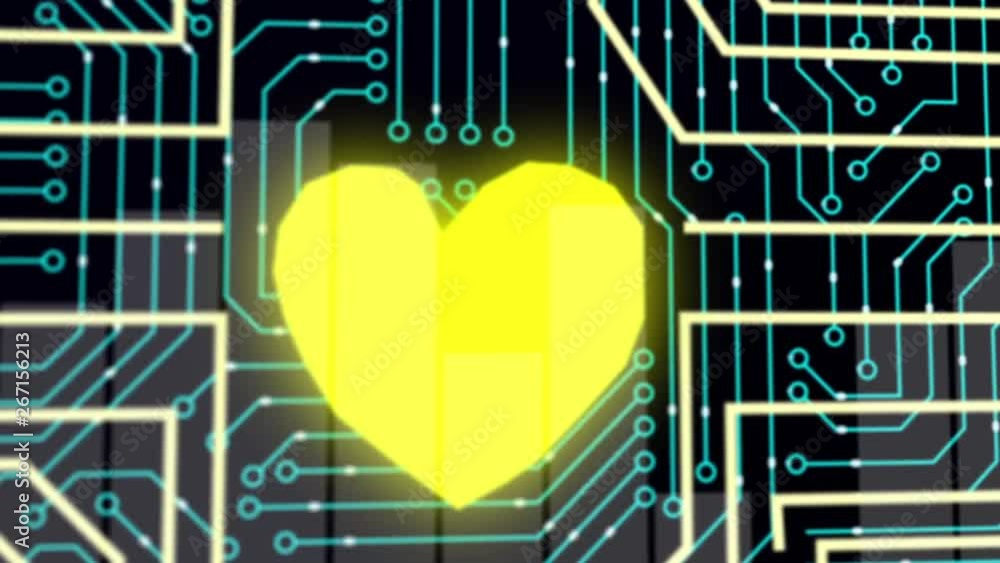 Poster heart with circuit board. technology. loopable. blue. more color options in my portfolio