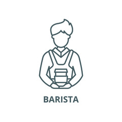 Barista vector line icon, outline concept, linear sign - obrazy, fototapety, plakaty