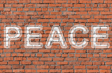 Peace. Inscription on the seamless brickwall.