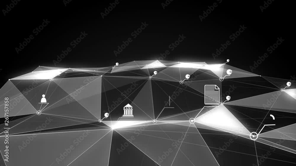 Poster beautiful digital blue interface with icons and links growing over the business graphs and charts. c