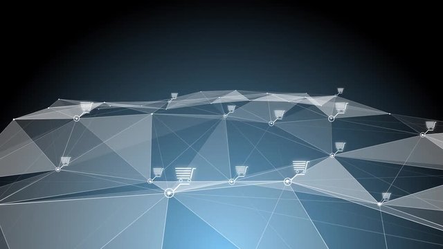 Shopping cart with a supermarket, a supermarket chain, business animation