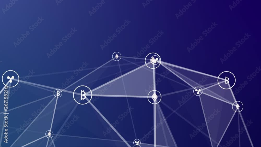 Poster vertical rotation of cubes with symbols. effect of radiance. icons of world crypto currencies. econo