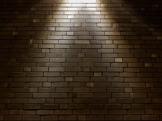Brick wall texture background with spotlight.