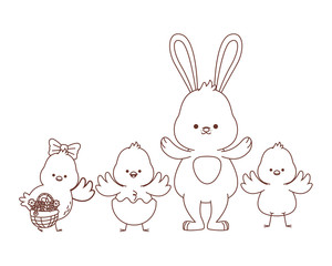 Fototapeta premium Happy farm animals outline