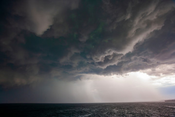 Dramatic Afternoon Storm over the Ocean 