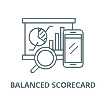 Balanced scorecard vector line icon, outline concept, linear sign