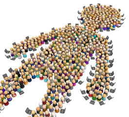 Cartoon Crowd Figure, Laptops Edge