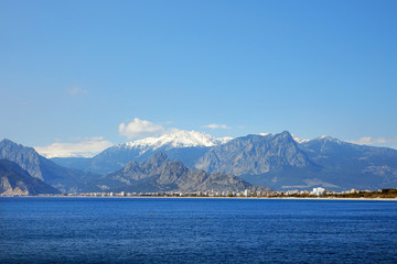 Fototapeta premium landscape image of high mountains over clear sky in Antalya city, Turkey