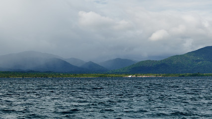 Fototapeta na wymiar The Panama coast seen from uninhabited Island