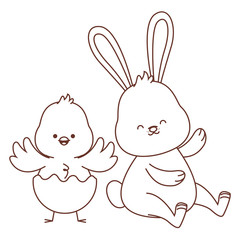 Happy  farm animals outline