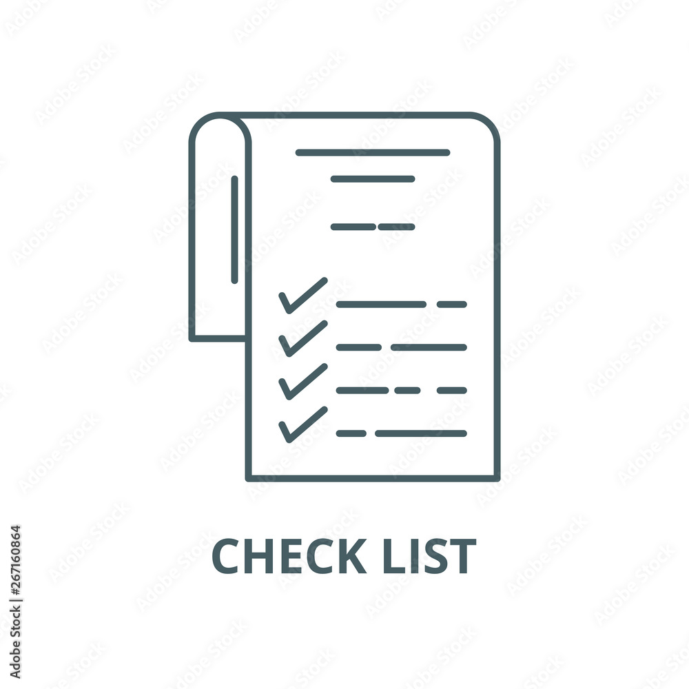 Poster check list vector line icon, outline concept, linear sign