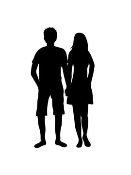 Silhouette Parchen 2 Freunde Team Paar Liebe Verliebt Valentinstag Spazieren Gehen Portrait Clipart Design Mann Frau Zusammen Stock Illustration Adobe Stock