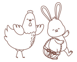 Happy  farm animals outline