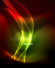 Neon color wave lines abstract background, magic techno futuristic light