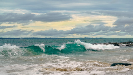 Ocean splashing waves, Pacific ocean, Contadora island