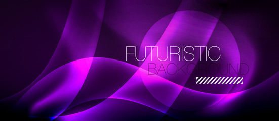 Glossy glowing neon light wave background