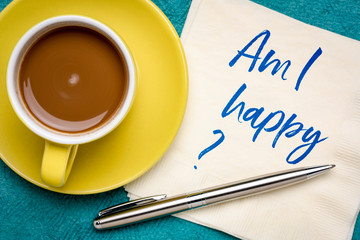 Am I happy? Question on napkin.